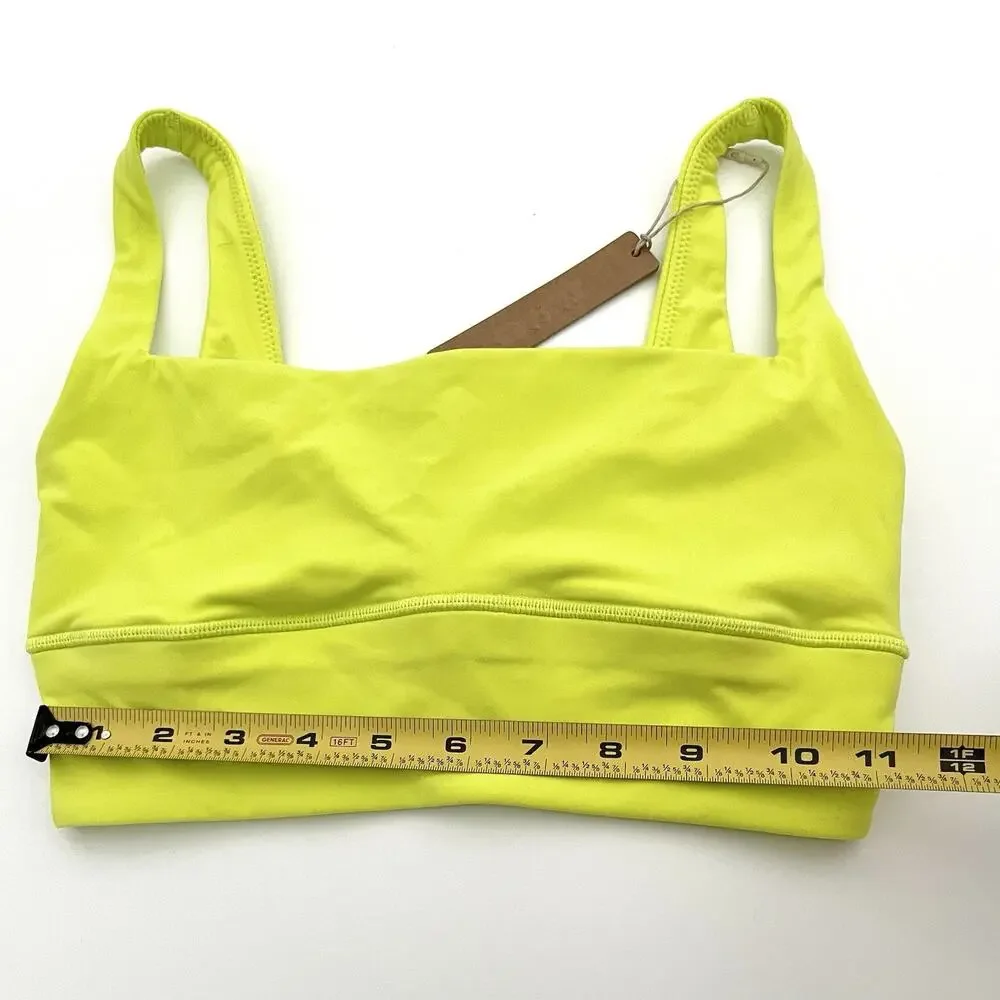 SKIMS Fits Everybody XS Square Neck Longline Bralette In Daffodil Neon Green NWT - Picture 6 of 7